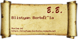Blistyan Borbála névjegykártya